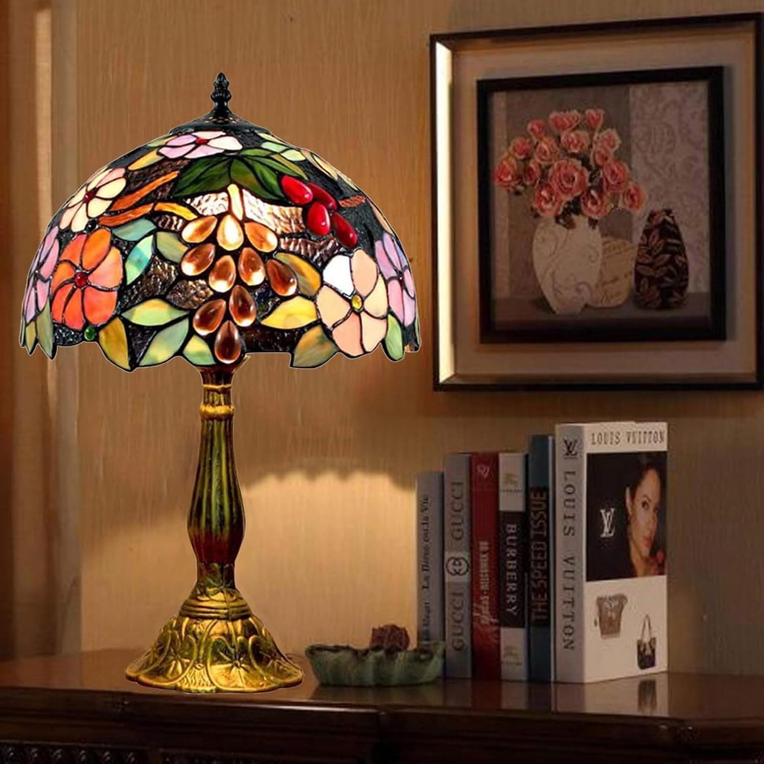 Lampe Tiffany FUMAT Vintage Vitrail Lecture